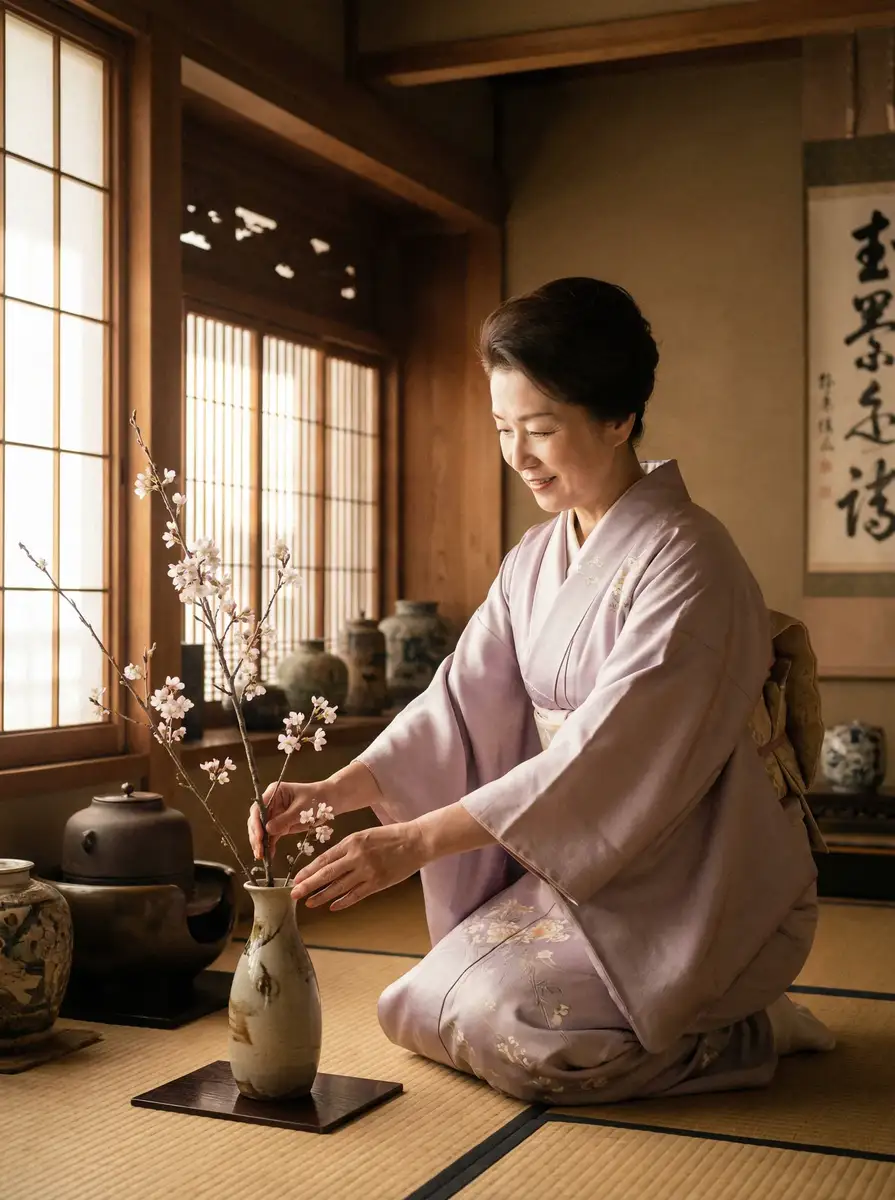 一位优雅的 妩媚婷儿_妩媚婷儿自媒体实时更新~全网独家妩媚婷儿合集 在和室中插花